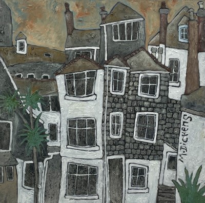 Lot 626 - M DICKENS Harbourside Houses Mixed media...