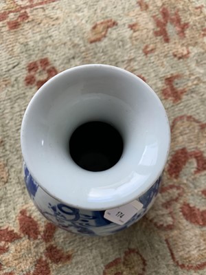 Lot 174 - A Chinese blue and white porcelain bottle vase, 17th century style.