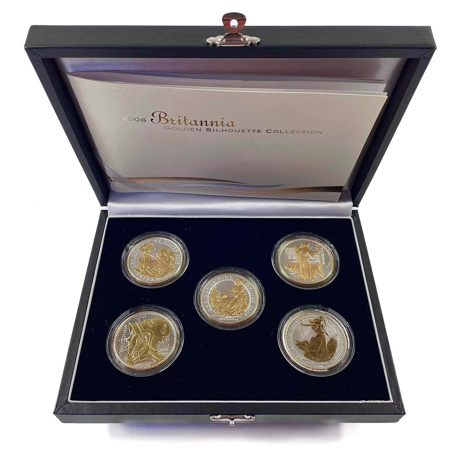 Lot 63 - Royal Mint 2006 Britannia Golden Silhouette collection of 5 coins.