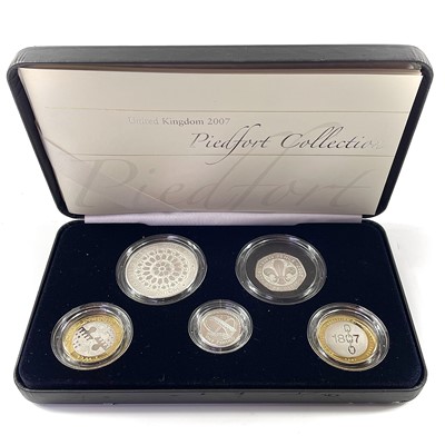 Lot 65 - Royal Mint 2007 Piedfort Collection of 5 silver proof coins.