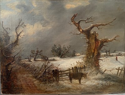 Lot 121 - Follower of Thomas Smythe Winter Landscape Oil...