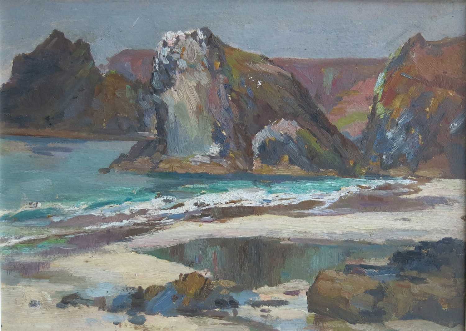 Lot 454 - Garstin COX (1892-1933) Kynance Cove Oil on...