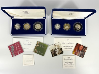 Lot 82 - Great Britain Royal Mint Silver Piedfort Proof 3 Coin Collection (x2)