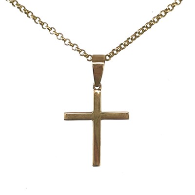 Lot 98 - A 9ct hallmarked cross pendant necklace.