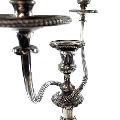 Lot 4 - Old Sheffield plate. A Candelabrum and a pair...