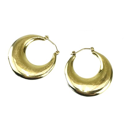 Lot 200 - A pair of 14ct gold hollow hoop earrings.