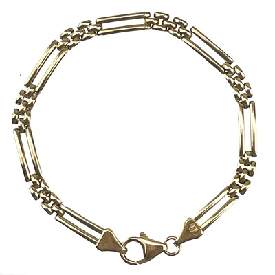 Lot 185 - A modern 9ct gold two bar bracelet.