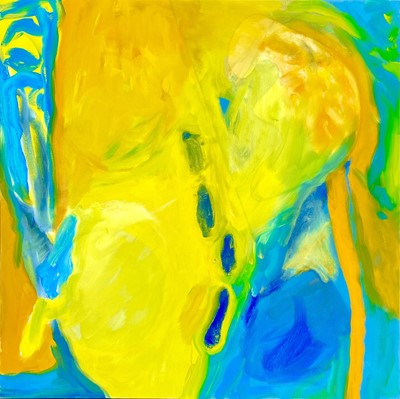 Lot 194 - Janet LYNCH (1938) Blue & Yellow Oil on canvas...