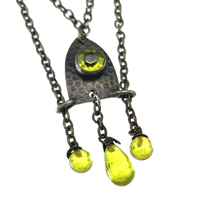 Lot 44 - A base metal and yellow stone set German pendant necklace.
