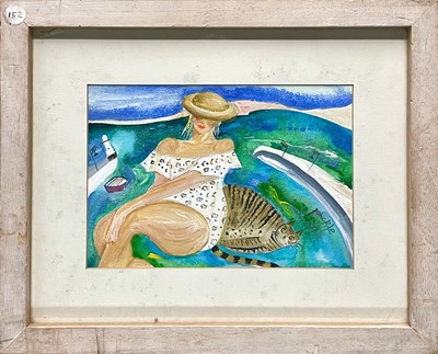 Lot 401 - PONCKLE (1934-2012) The Cat Lady, Cornwall...