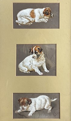 Lot 1401 - CANINE INTEREST: A Jack Russell triptych in...