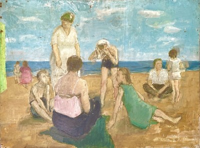 Lot 555 - Geoffrey SCOTT (XX) Family Seaside Outing Oil...