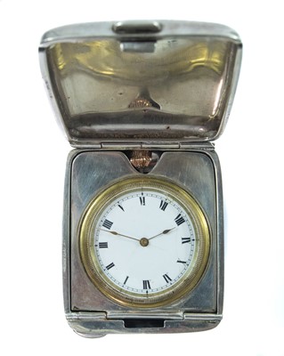 Lot 359 - A George V silver cased travelling crown wind timepiece.