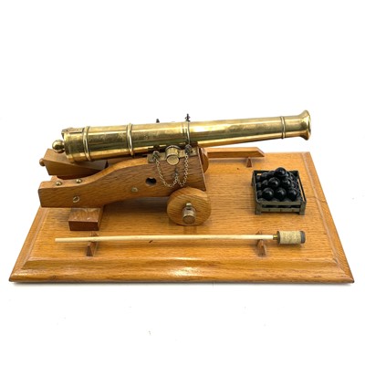 Lot 200 - A model brass cannon, mid 20th century, with...