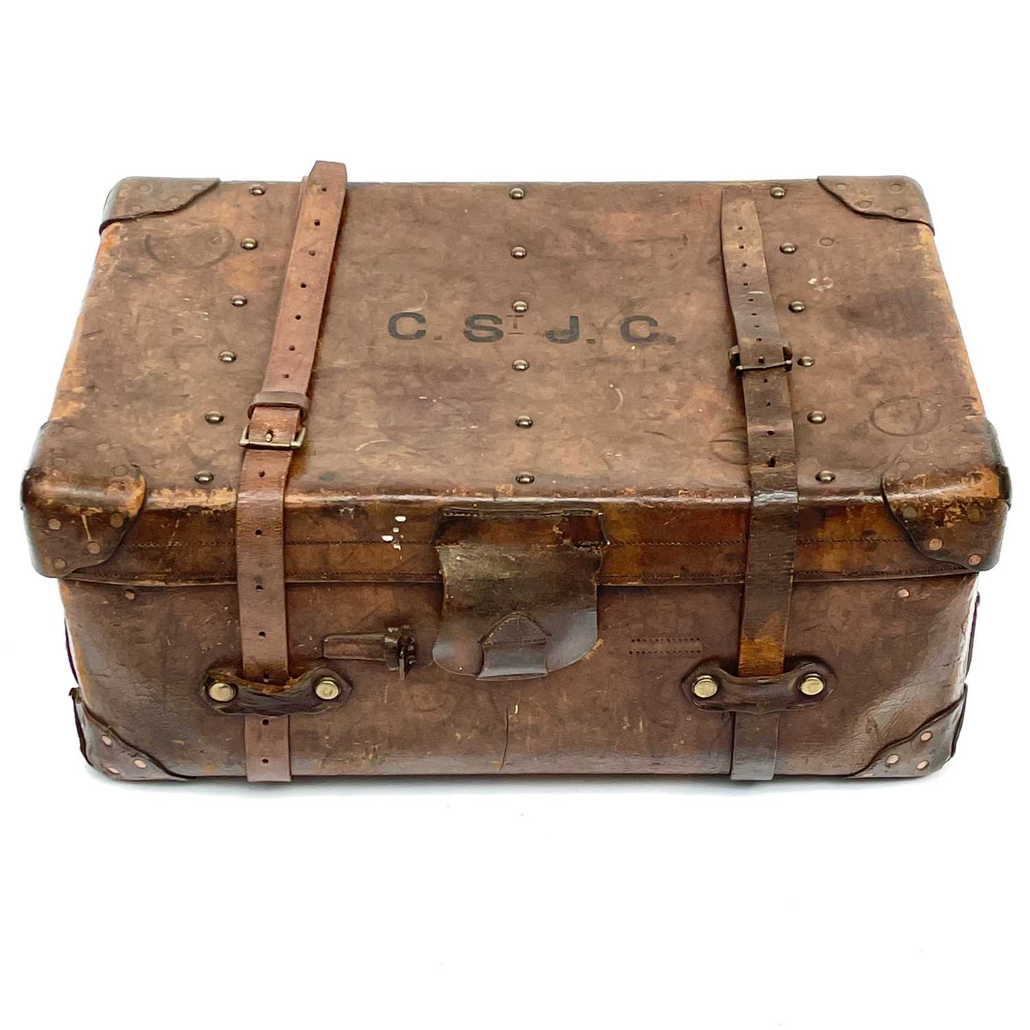 Lot 1890 - An early 20th century leather luggage case...