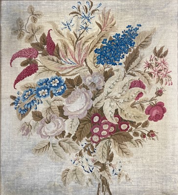 Lot 1614 - A 19th century woolwork embroidery of a floral...