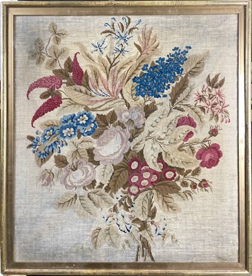 Lot 1614 - A 19th century woolwork embroidery of a floral...