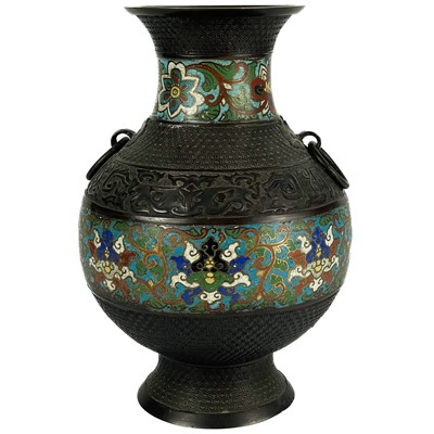 Lot 212 - A Chinese bronze champleve vase, early 20th century.