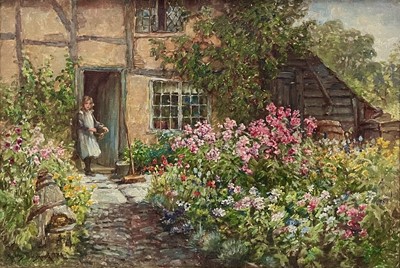 Lot 618 - James TOWNSHEND (?-1949) A Cottage Garden Oil...