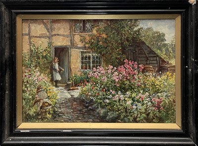 Lot 618 - James TOWNSHEND (?-1949) A Cottage Garden Oil...