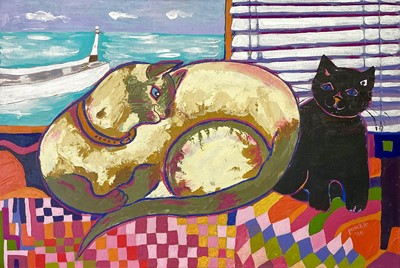 Lot 64 - PONCKLE (1934-2012) Cats By The Window, St...