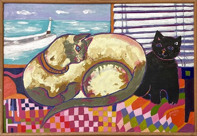 Lot 64 - PONCKLE (1934-2012) Cats By The Window, St...