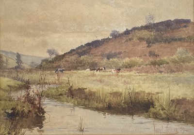 Lot 1458 - Harry E. JAMES (c.1870-c.1920) Grazing Beside...