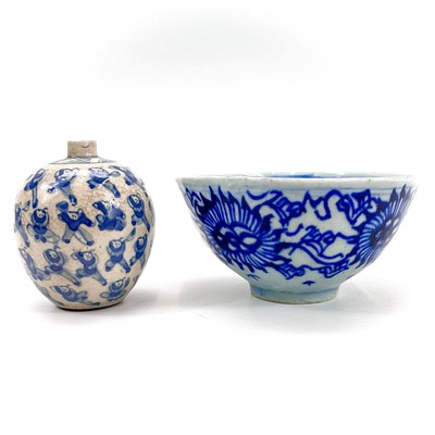 Lot 337 - A Chinese blue and white provincial Ming bowl.