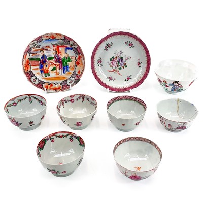 Lot 341 - A Chinese porcelain Famille rose tea bowl and saucer.