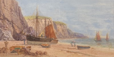 Lot 1456 - Frank HIDER (1861-1933) Boats on The Beach...