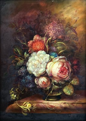 Lot 1446 - P. DYKE, Still life, flowers Oil on board...