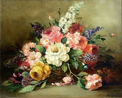 Lot 1445 - J. GALE, Still life, flowers Oil on board...