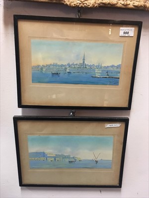 Lot 331 - GALEA Malta Gouache, a pair One signed and...