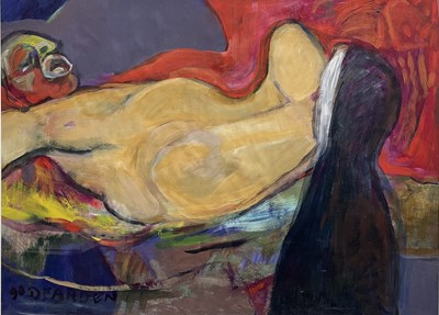 Lot 440 - DEARDEN Nude Figure Acrylic on paper Signed...