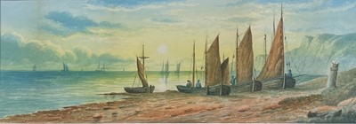 Lot 1460 - Fishing Boats Watercolour 17 x 50cm