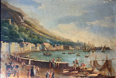 Lot 318 - Neapolitan School A Pair of Coastal Scenes Oil...