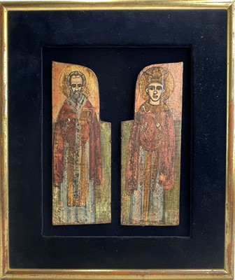 Lot 90 - A pair of Orthodox painted panels from an Icon...