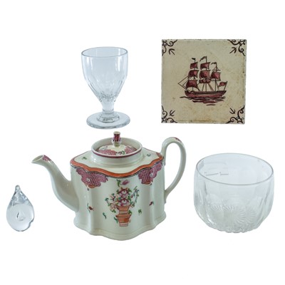 Lot 861 - A Newhall porcelain silver shape teapot and...