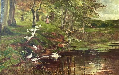 Lot 570 - James IRELAND (act.1979-1928) Taking Ducks to...