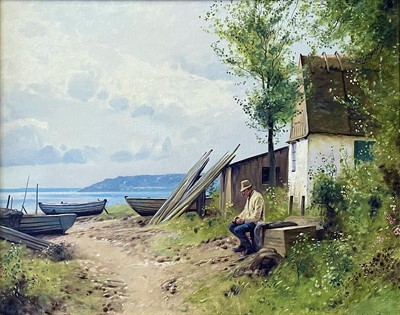 Lot 624 - Niels WALSETH (1914-2001) Fisherman Resting...