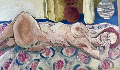 Lot 309 - Minou STEINER (1940-2008) Reclining Nude Oil...