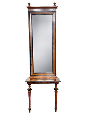 Lot 1911 - A figured walnut console table and pier mirror,...