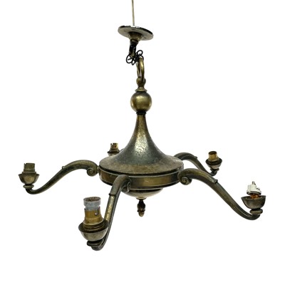 Lot 289 - Dutch style 5 branch brass chandelier.