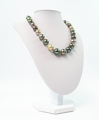 Lot 150 - A pair of grey cultured pearl and diamond earpendants and a multi-coloured cultured pearl necklace.