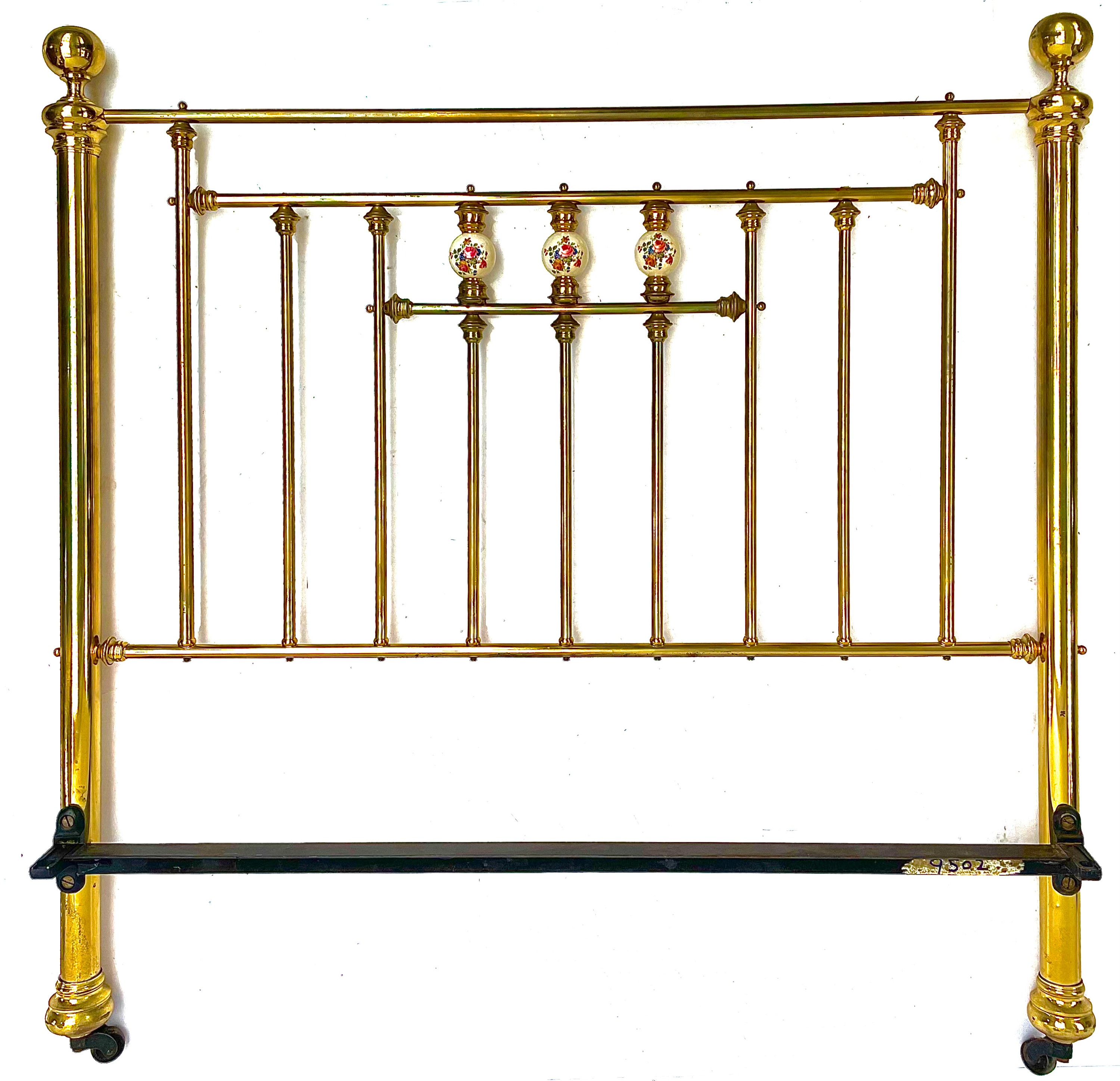 Lot 1819 A Victorian style brass bed head and end.