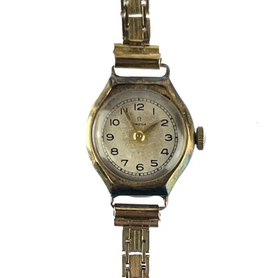 Lot 343 - An Omega 9ct gold ladies manual wind bracelet wristwatch