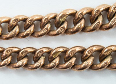 Lot 48 - A 9ct rose gold curb link Albert watch chain