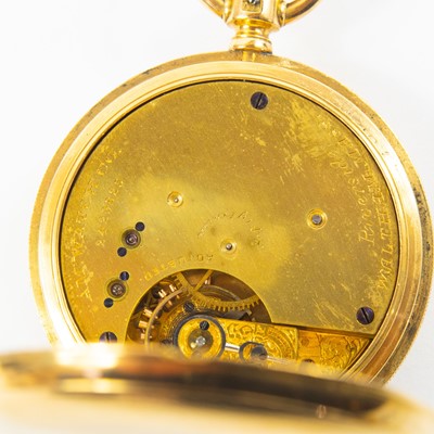 Lot 382 - 18ct gold cased full hunter pocket watch by Waltham.