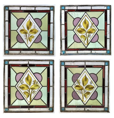 Lot 76 - Four Victorian stain glass and lead lined panels.