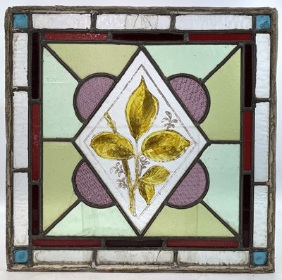 Lot 76 - Four Victorian stain glass and lead lined panels.